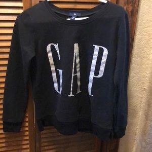 Gap xs black sweatshirt logo silver glitter